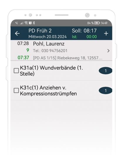 Bild der Einsatzdetails aus CareAssist-App